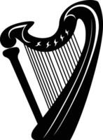A simple, elegant silhouette of a harp, perfect for representing music, ireland, or celtic culture vector