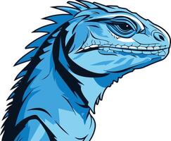 A stylized, blue iguana head illustration, perfect for branding, logos, and designs with a cool, reptilian edge vector