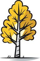 A stylized illustration of a yellow tree with a white trunk vector