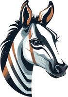 A stylized illustration of a zebra's head, featuring bold stripes and a captivating gaze vector