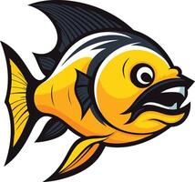 A fierce, cartoon-style piranha with sharp teeth and a menacing expression vector