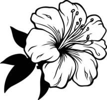 Simple black and white line art illustration of a beautiful hibiscus flower vector