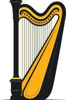 A simple and elegant illustration of a harp, perfect for music-related designs, logos, and branding vector