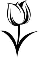 A simple, elegant black and white illustration of a single tulip flower vector