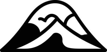 Simple black and white icon depicting a stylized mountain range, ideal for logos and branding vector