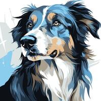 A stylized illustration of a border collie with a captivating gaze, perfect for pet-related branding, posters, and social media vector