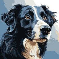 A close-up portrait of a beautiful border collie with piercing eyes and a captivating gaze vector