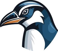 A bold and dynamic illustration of a penguin's head, perfect for branding, logos, and mascot designs vector