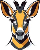 A bold and striking illustration of a zebra head, perfect for use as a logo or mascot vector