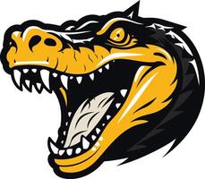 A fierce and powerful alligator head with a wide open mouth, ready to strike vector
