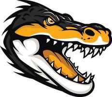 A fierce and dynamic alligator head illustration, perfect for sports teams, apparel designs, or branding projects vector