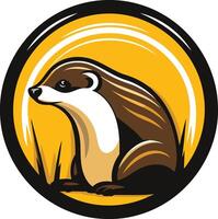 A bold and playful illustration of a badger in a circular design, perfect for branding, mascot, or logo vector