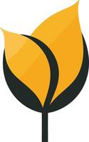 Simple and modern logo design with two yellow leaves forming a heart shape on a black stem vector