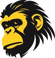 A bold and striking logo featuring a stylized chimpanzee head, perfect for businesses looking for a strong and memorable visual identity vector