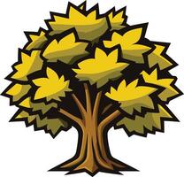 Stylized Yellow Tree with Brown Trunk vector