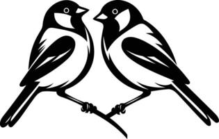 A simple yet striking silhouette of two birds facing each other, representing love, unity, or partnership vector