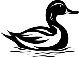 Stylish black and white element illustration of a duck swimming, perfect for logos, designs, and branding vector