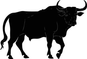 A simple silhouette of a bull standing against a white background vector