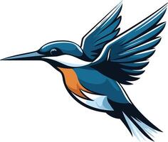 A vibrant and dynamic cartoon illustration of a kingfisher in flight, perfect for branding, logos, or any project needing a touch of nature and speed vector
