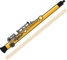 A simple, flat-style illustration of a yellow piccolo with a beige reed vector