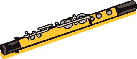 A simple, stylized illustration of a yellow flute, perfect for music-related projects, educational materials, or as a design element vector