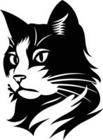 A striking black and white illustration of a cat's head in profile vector