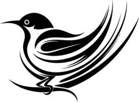 Stylized black and white tattoo design of a bird in flight, perfect for adding a touch of nature to your projects vector