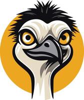 A cartoon illustration of an emu's head with a playful expression, perfect for branding, logos, and children's products vector