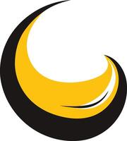 Abstract logo design with a bold black crescent shape and a yellow inner curve vector