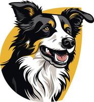 A friendly and playful border collie, rendered in a simple, cartoon style, perfect for pet-related businesses, websites, and social media vector