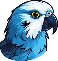 A vibrant, cartoon-style illustration of a blue and white parrot head, perfect for adding a touch of playful energy to your designs vector
