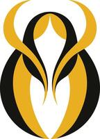 Modern, abstract logo design featuring bold, flowing curves in black and yellow vector