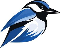 A stylized blue bird logo with black accents, perfect for branding or design projects needing a cheerful and friendly touch vector