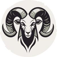 Illustration of a Ram's Head with Large Horns vector