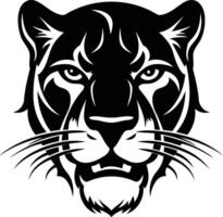 A bold, black and white illustration of a snarling panther head, perfect for adding a touch of wildness to any design vector
