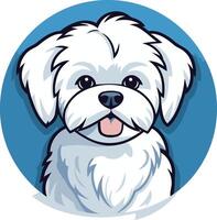 Adorable cartoon maltese dog with big eyes and a playful smile, perfect for pet-related branding, social media, or pet product designs vector
