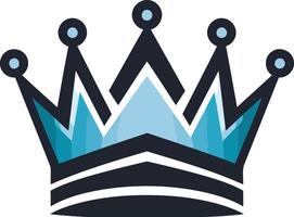 Modern, minimalist crown logo design in blue and black, perfect for branding, marketing, and social media vector