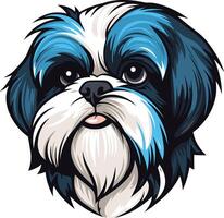 A playful and adorable illustration of a shih tzu dog with blue fur, perfect for pet-related designs, social media, and branding vector
