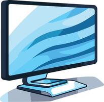 Modern computer monitor with a sleek design and blue abstract background vector