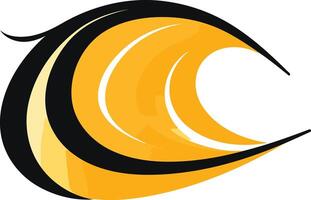 Abstract, dynamic logo design featuring a stylized wave in black and yellow vector