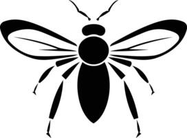 A simple, bold silhouette of a bee vector