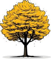 A Cartoon Tree With Golden Leaves vector