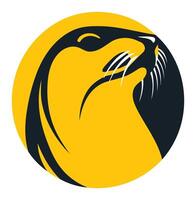 Abstract Seal in a Yellow Circle vector