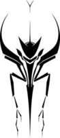A bold, black and white silhouette of an abstract creature with an intricate design vector