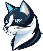 A striking black and white cat with piercing blue eyes, perfect for branding, logos, or pet-related projects vector