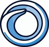 Abstract blue circular logo design with a stylized hand shape vector