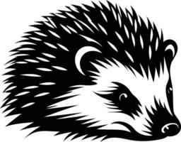 A bold, black and white illustration of a hedgehog's head, perfect for nature-inspired designs and branding vector