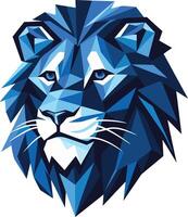 Geometric Blue Lion Portrait vector