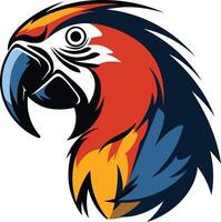 Bold and colorful, this macaw head logo design is perfect for a brand looking for a strong, tropical, and exotic vibe vector