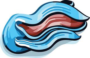 Cartoon Illustration of an Open Blue Seashell vector